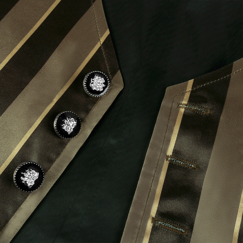 Мъжки ретро ренесансов викториански костюм, жилетка Мъжки стиймпънк готически средновековен раиран жилетка без ръкави Парти костюми за Хелоуин