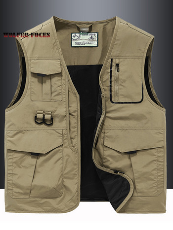 Γιλέκο Ανδρικό γιλέκο πολλαπλών τσέπης Tactical Military Motorcyclist Ανδρικό παλτό καλοκαιρινό αμάνικο μπουφάν εργασίας Παλτό εργασίας Κυνηγετικά γιλέκα Άνδρας
