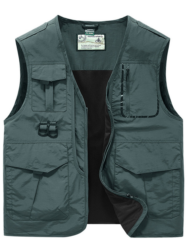 Жилетка Мъжка жилетка с много джобове Тактическа военна мотоциклетистка Мъжко палто Лятно яке без ръкави Работни палта Ловни жилетки Човек