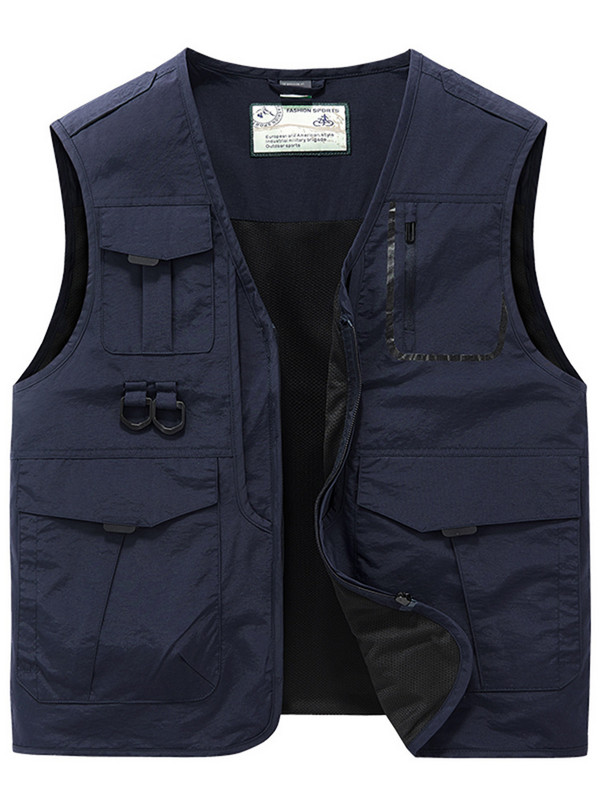 Жилетка Мъжка жилетка с много джобове Тактическа военна мотоциклетистка Мъжко палто Лятно яке без ръкави Работни палта Ловни жилетки Човек