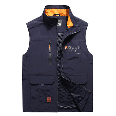 2023 Мъжка модна пролетна бързосъхнеща жилетка с яка за риболовна стойка Мъжка есенна жилетка за фотограф на открито Жилетка за планинарство Мъжки
