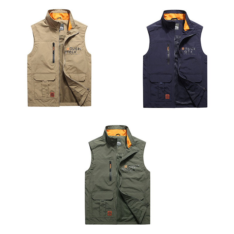2023 Мъжка модна пролетна бързосъхнеща жилетка с яка за риболовна стойка Мъжка есенна жилетка за фотограф на открито Жилетка за планинарство Мъжки