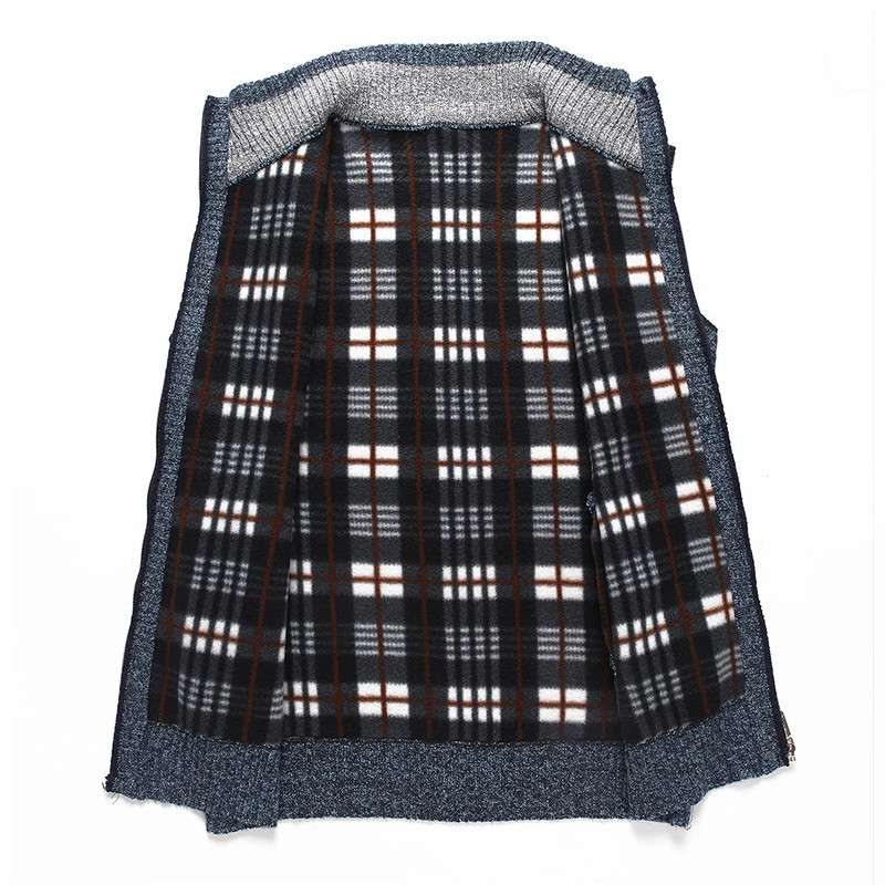 Нови есенно-зимни мъжки плетени жилетки Палто Модно топло горно облекло Жилетка Гореща жилетка Ежедневно плетено яке без ръкави със стойка и яка