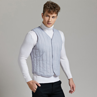 Ватирана жилетка за момчета Мъжко плисирано V-образно деколте Късо извънгабаритно прилепнало черно памучно жилетка Мъжко ежедневно топло зимно облекло Палто без ръкави