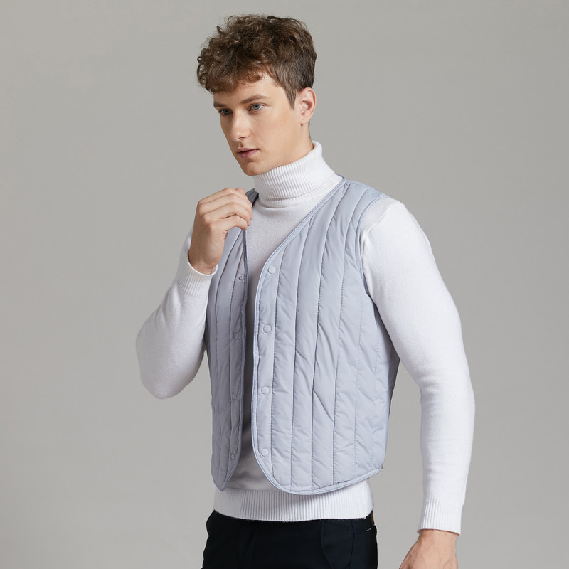 Ватирана жилетка за момчета Мъжко плисирано V-образно деколте Късо извънгабаритно прилепнало черно памучно жилетка Мъжко ежедневно топло зимно облекло Палто без ръкави