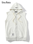 Хип-хоп жилетка Una Reta Мъжки нови постъпления Мъжка жилетка без ръкави с качулка Жилетка с цип Улично облекло Големи размери Едноцветна жилетка за двойка