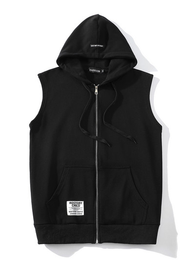 Хип-хоп жилетка Una Reta Мъжки нови постъпления Мъжка жилетка без ръкави с качулка Жилетка с цип Улично облекло Големи размери Едноцветна жилетка за двойка