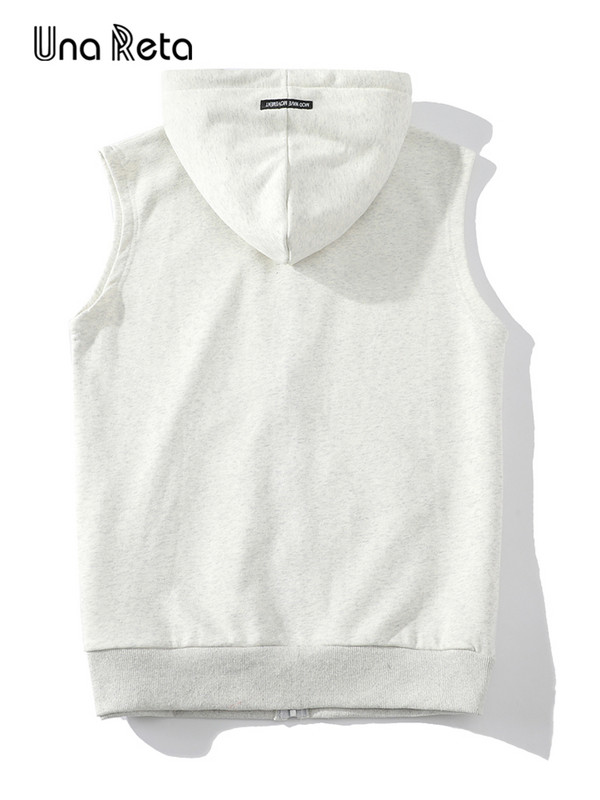 Хип-хоп жилетка Una Reta Мъжки нови постъпления Мъжка жилетка без ръкави с качулка Жилетка с цип Улично облекло Големи размери Едноцветна жилетка за двойка