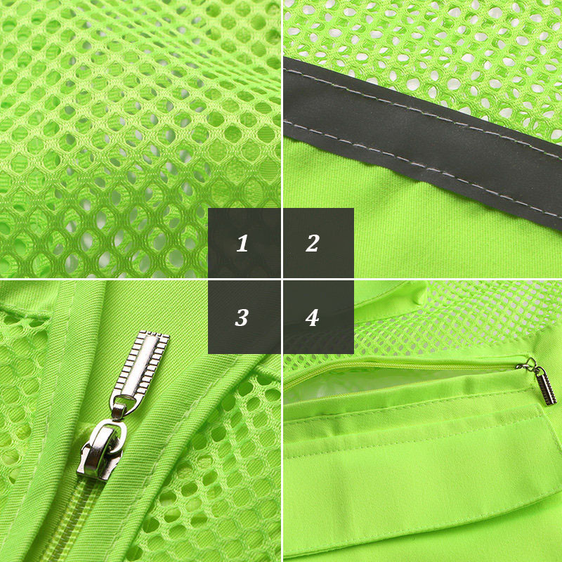 Мрежеста бързосъхнеща жилетка с много джобове Мъжка дишаща жилетка с много джобове Работно яке без ръкави със светлоотразителна лента