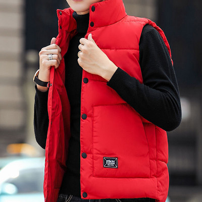 Четири цвята надолу Памучна жилетка Стойка яка Едноредни джобове Мъжко облекло Поддържайте топлината Етикет за бродерия с букви Плюс размер