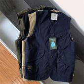 Жилетка с инструменти с множество джобове Мъжка ежедневна свободна жилетка без ръкави Chaleco Hombre Пролет Есен Едноредна жилетка с V-образно деколте