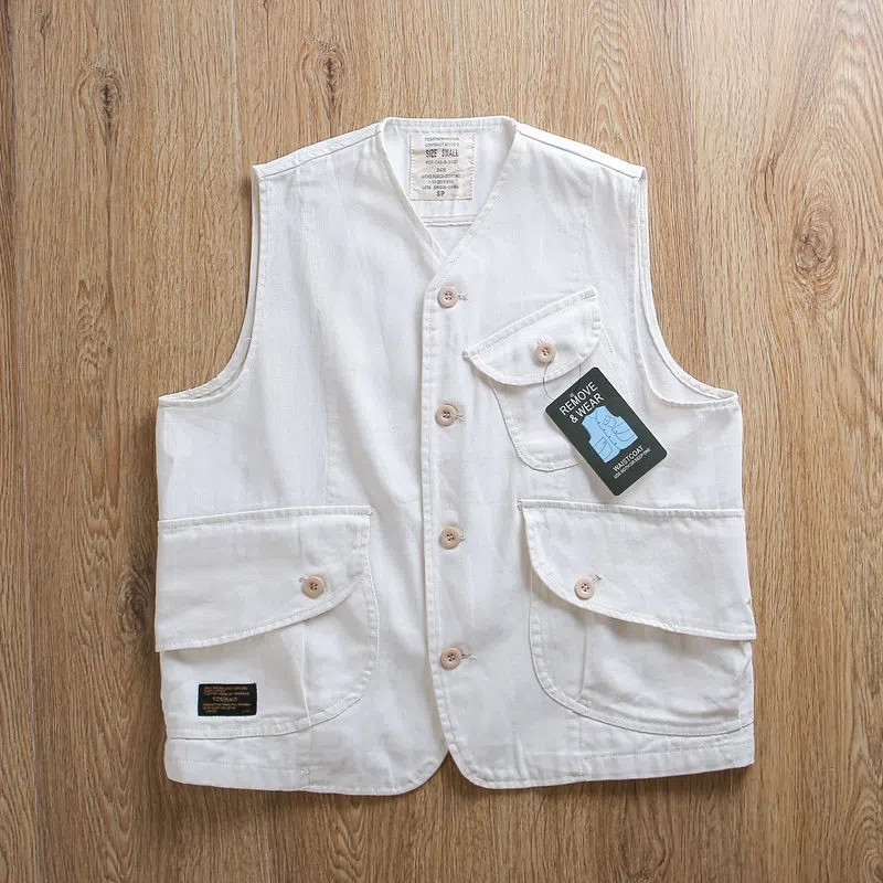 Жилетка с инструменти с множество джобове Мъжка ежедневна свободна жилетка без ръкави Chaleco Hombre Пролет Есен Едноредна жилетка с V-образно деколте