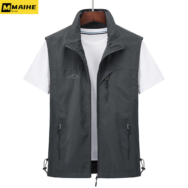 Лятна нова мъжка тактическа туристическа риболовна жилетка Мъжка фотографска репортерска жилетка Мрежеста карго яке без ръкави Жилетка с инструменти 6XL