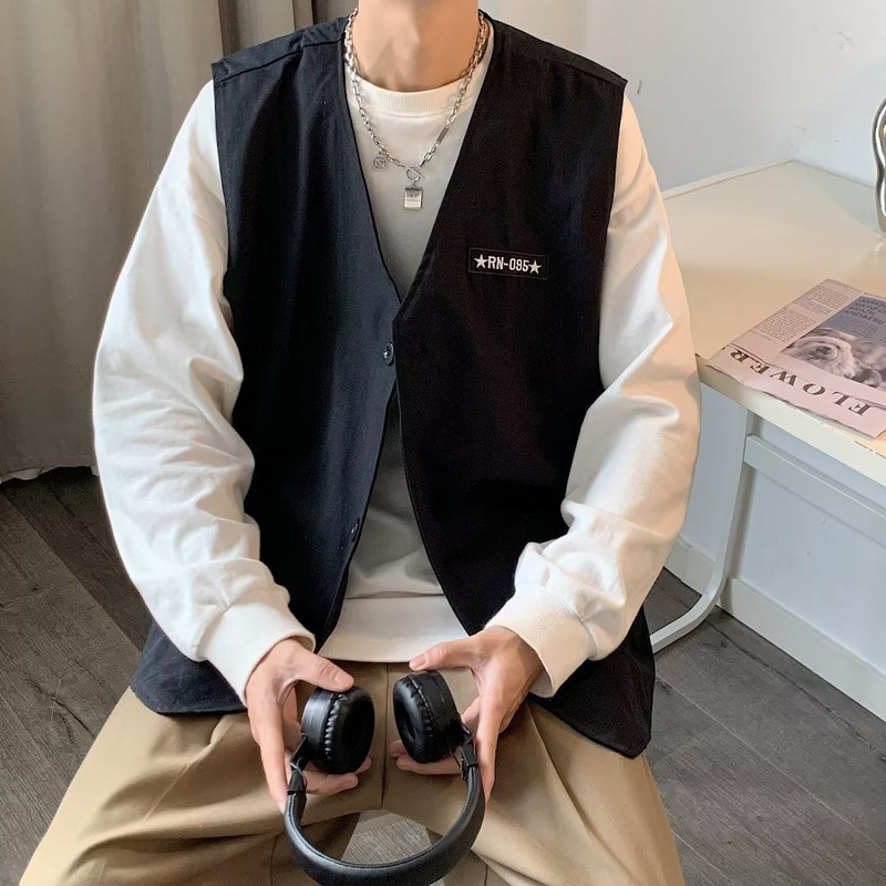 Пролет Есен Всесезонно AllMatche Fashion Мъжко Sloid Cool Boy Ежедневно Свободно Сафари В стил Tess Button Яке с жилетка