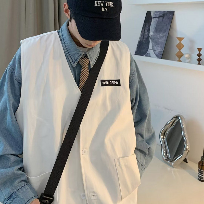 Пролет Есен Всесезонно AllMatche Fashion Мъжко Sloid Cool Boy Ежедневно Свободно Сафари В стил Tess Button Яке с жилетка