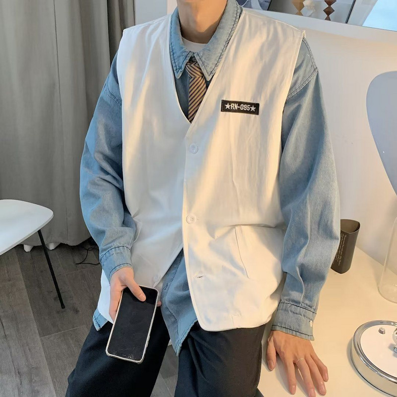 Пролет Есен Всесезонно AllMatche Fashion Мъжко Sloid Cool Boy Ежедневно Свободно Сафари В стил Tess Button Яке с жилетка