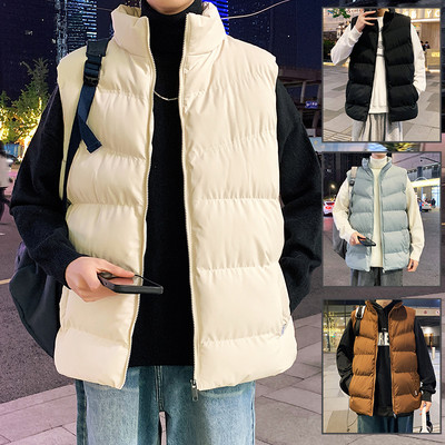 Мъжко яке с жилетка Топли якета без ръкави Зимно водоустойчиво палто с цип Есенно яке с изправена яка Ежедневна жилетка Марково облекло