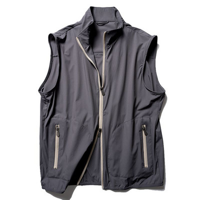 Мъжки тънък моден висок клас лек водоустойчив дишащ тънък двоен цип еластична яка ежедневна функционална жилетка