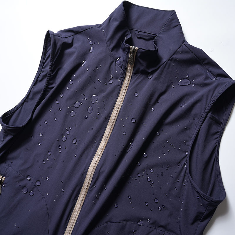 Мъжки тънък моден висок клас лек водоустойчив дишащ тънък двоен цип еластична яка ежедневна функционална жилетка