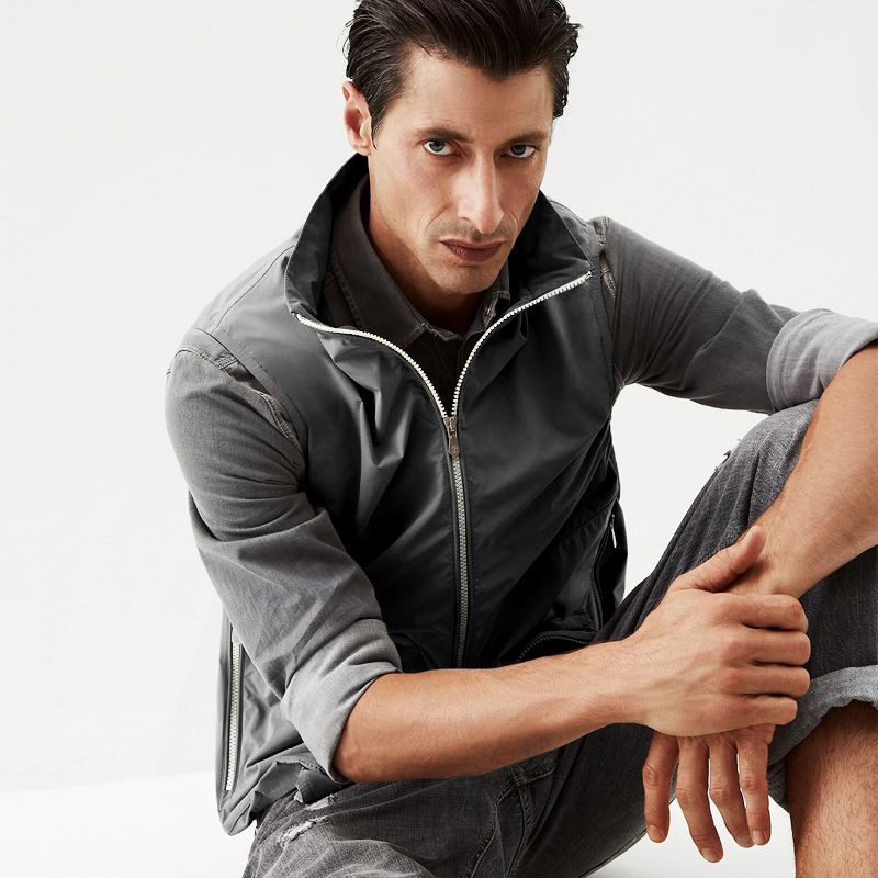 Мъжки тънък моден висок клас лек водоустойчив дишащ тънък двоен цип еластична яка ежедневна функционална жилетка