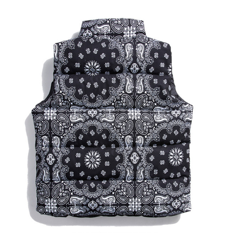 Зимна жилетка за мъже Paisley Pacthwork яке Топли палта Мъжки жилетка с пухена жилетка с удебелена яка и пухена жилетка Палто без ръкави с цип