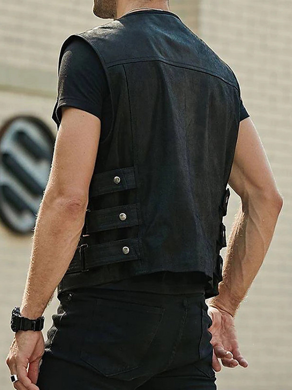 Мъжки ретро кафяви мотоциклетни жилетки, джобове с цип, кожено яке без ръкави, мъжка жилетка за езда, моторни мотоциклетни якета