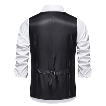 Gentleman ανδρικό κοστούμι τουίντ γιλέκο με μονό στήθος φθινόπωρο vintage αμάνικο 2023 Επίσημο επαγγελματικό γιλέκο φόρεμα σμόκιν