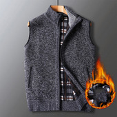 Мъжка зимна топла жилетка Палто с пълен цип Водолазка Дебела удобна плетка Мек костюм без ръкави Жилетка Жилетки Облекло