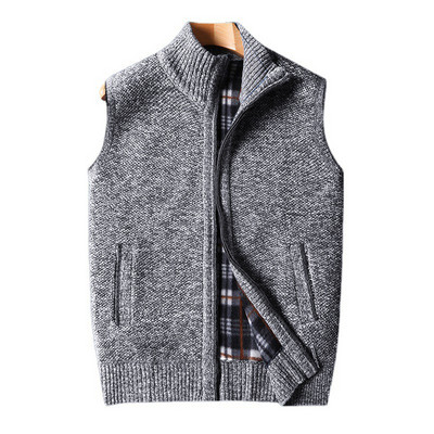 Мъжка зимна топла жилетка Палто с пълен цип Водолазка Дебела удобна плетка Мек костюм без ръкави Жилетка Жилетки Облекло