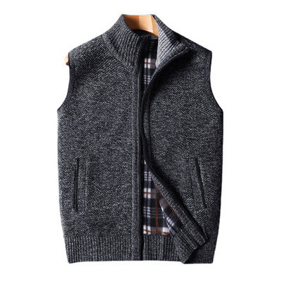 Мъжка зимна топла жилетка Палто с пълен цип Водолазка Дебела удобна плетка Мек костюм без ръкави Жилетка Жилетки Облекло
