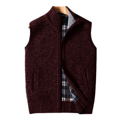 Мъжка зимна топла жилетка Палто с пълен цип Водолазка Дебела удобна плетка Мек костюм без ръкави Жилетка Жилетки Облекло
