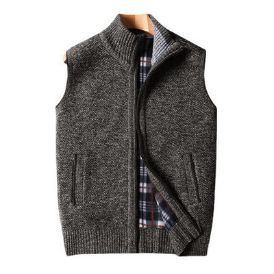 Мъжка зимна топла жилетка Палто с пълен цип Водолазка Дебела удобна плетка Мек костюм без ръкави Жилетка Жилетки Облекло