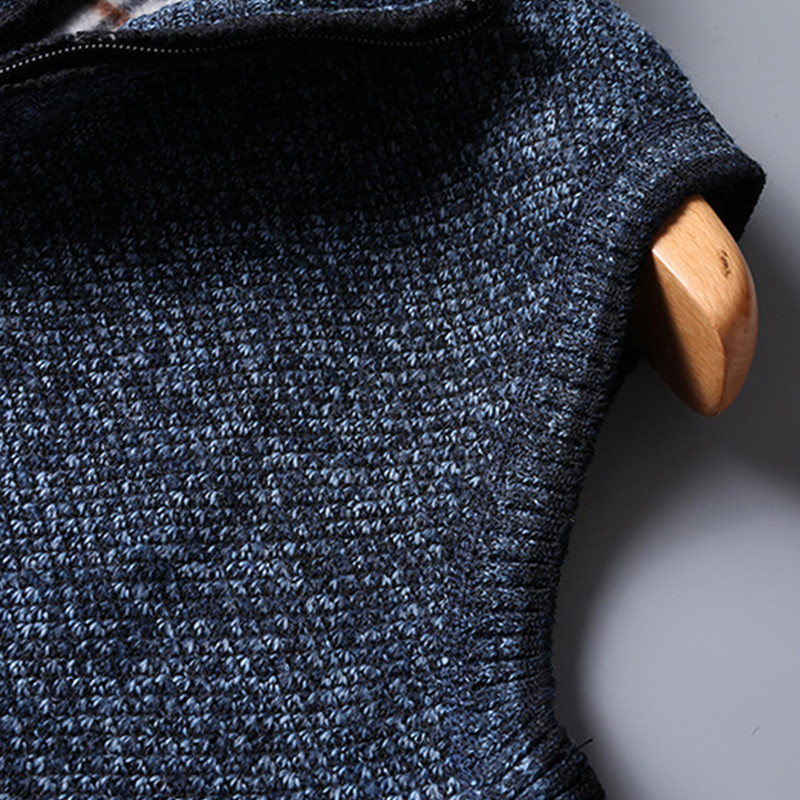 Мъжка зимна топла жилетка Палто с пълен цип Водолазка Дебела удобна плетка Мек костюм без ръкави Жилетка Жилетки Облекло