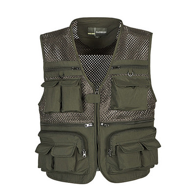 Ανδρικό γιλέκο Tactical Outdoor Webbed Gear Coat Summer Fishing Γιλέκο Ανδρικό εργαλείο πολλαπλών τσέπες Διχτυωτό Αμάνικο μπουφάν αρσενικό