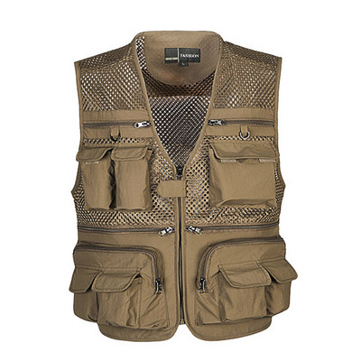 Ανδρικό γιλέκο Tactical Outdoor Webbed Gear Coat Summer Fishing Γιλέκο Ανδρικό εργαλείο πολλαπλών τσέπες Διχτυωτό Αμάνικο μπουφάν αρσενικό