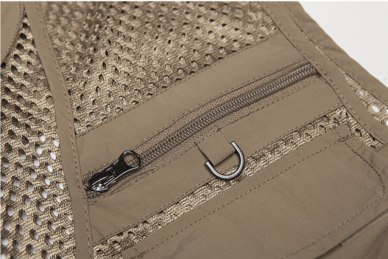 Мъжка жилетка Тактическо външно палто с ципесто оборудване Лятна риболовна жилетка Мъжки инструмент Мрежесто работно яке без ръкави с множество джобове Мъжко