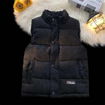 Есенно-зимна жилетка Мъже 2023 г. Нова мода Топло памучно подплатено яке без ръкави Мъжки ежедневен жилетка с яка със стойка Едноцветен жилетка