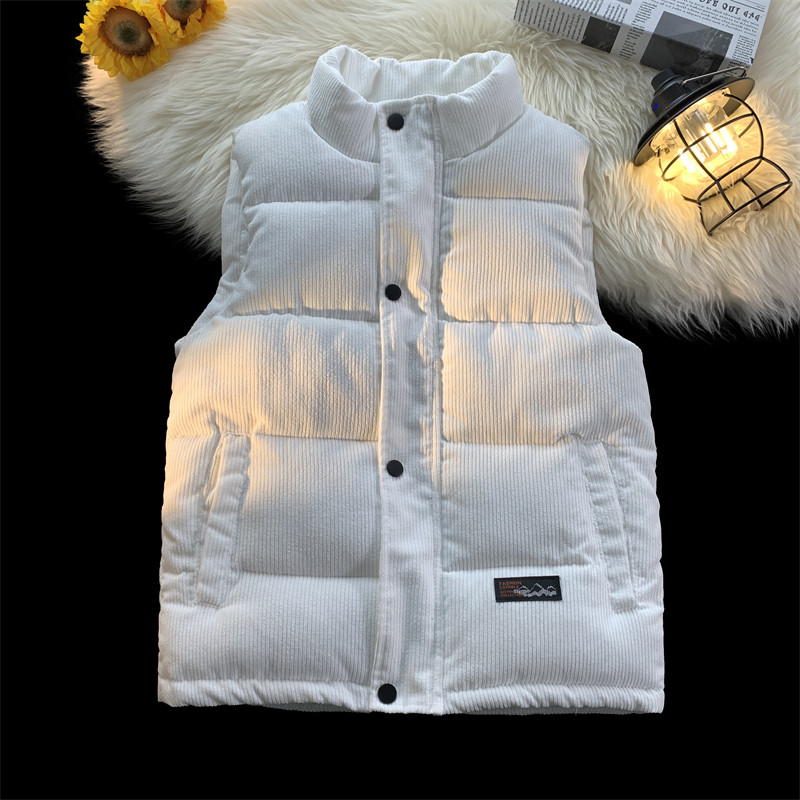 Есенно-зимна жилетка Мъже 2023 г. Нова мода Топло памучно подплатено яке без ръкави Мъжки ежедневен жилетка с яка със стойка Едноцветен жилетка