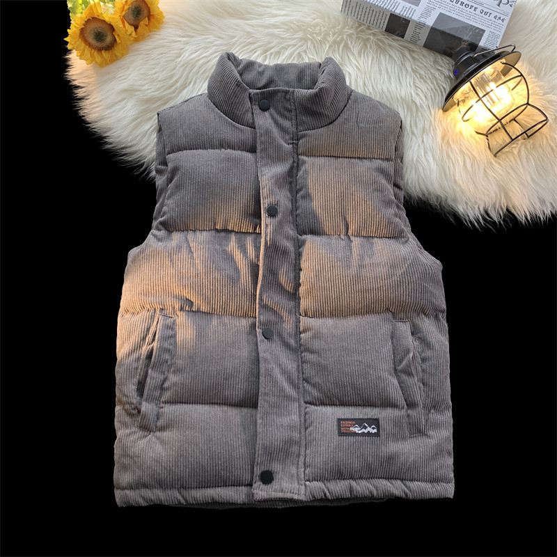 Есенно-зимна жилетка Мъже 2023 г. Нова мода Топло памучно подплатено яке без ръкави Мъжки ежедневен жилетка с яка със стойка Едноцветен жилетка