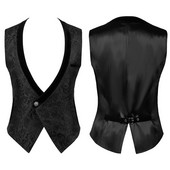 Ανδρικό ζακάρ αμάνικο γιλέκο Medieval Deep V Γιλέκο Pirate Vampire Cosplay Gothic Steampunk Top