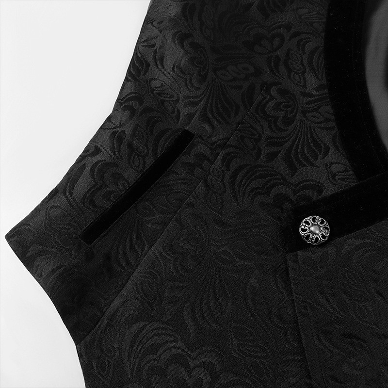 Мъжка жакардова жилетка без ръкави, средновековна дълбока V жилетка, пиратски вампир, косплей, готически стимпънк топ