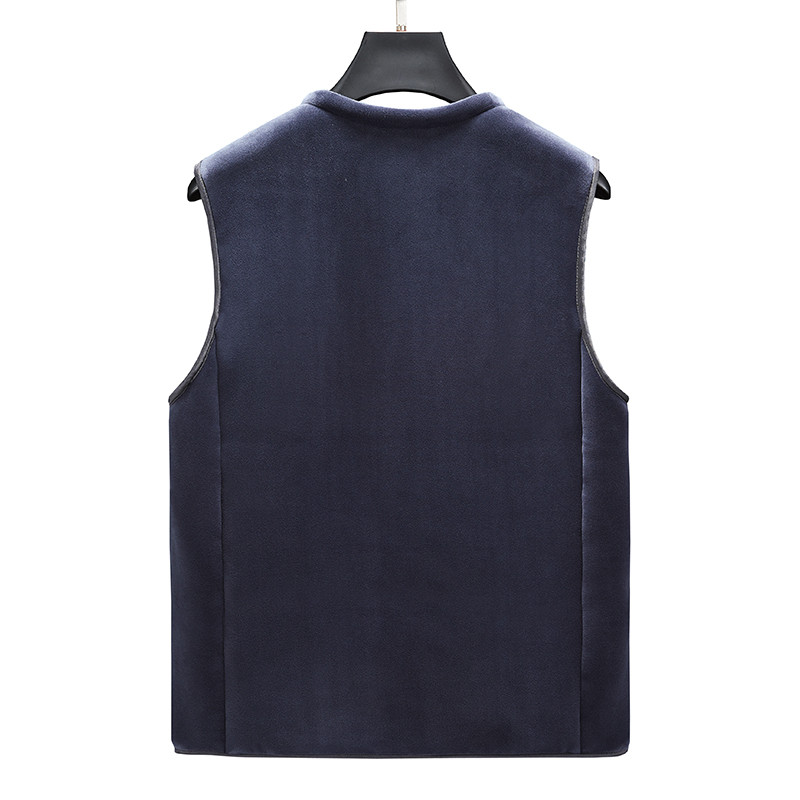 Жилетка от агнешка кашмирена сребърна лисица Зимно палто с V-образно деколте на средна и напреднала възраст Мъжка жилетка без ръкави