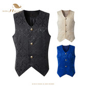SISHION Medieval Retro Vintage Steampunk Men Vest VD1982 Jacquard Ropa Hombre Halloween Party Waistcoat Veste Homme