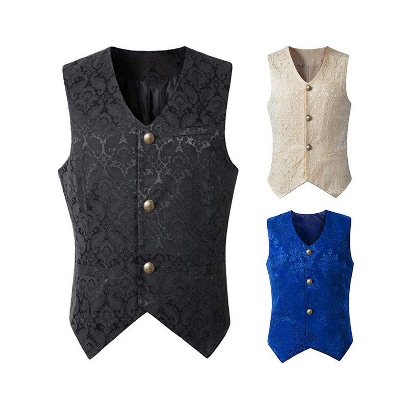 SISHION Medieval Retro Vintage Steampunk Men Vest VD1982 Jacquard Ropa Hombre Halloween Party Waistcoat Veste Homme
