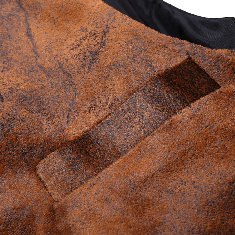 Бутикова мъжка ретро имитация на кожа Мъжка жилетка Бизнес ежедневна жилетка без ръкави с V-образно деколте Висококачествено улично облекло