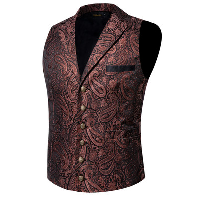 Causal Ανδρικό κολάρο βικτοριανό γιλέκο πράσινο Paisley Επίσημο επαγγελματικό γιλέκο chaleco hombre Wedding Party Tuxedo Accesor