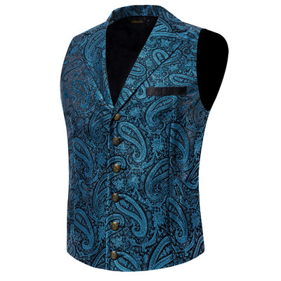 Causal Ανδρικό κολάρο βικτοριανό γιλέκο πράσινο Paisley Επίσημο επαγγελματικό γιλέκο chaleco hombre Wedding Party Tuxedo Accesor