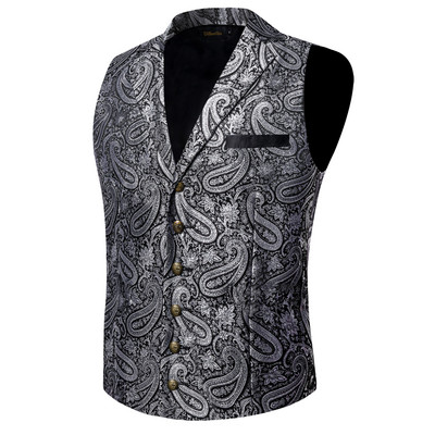 Causal Ανδρικό κολάρο βικτοριανό γιλέκο πράσινο Paisley Επίσημο επαγγελματικό γιλέκο chaleco hombre Wedding Party Tuxedo Accesor