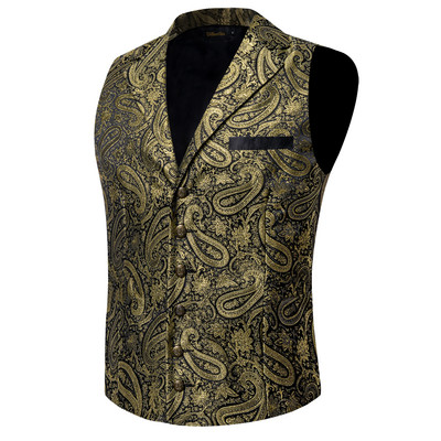 Causal Ανδρικό κολάρο βικτοριανό γιλέκο πράσινο Paisley Επίσημο επαγγελματικό γιλέκο chaleco hombre Wedding Party Tuxedo Accesor