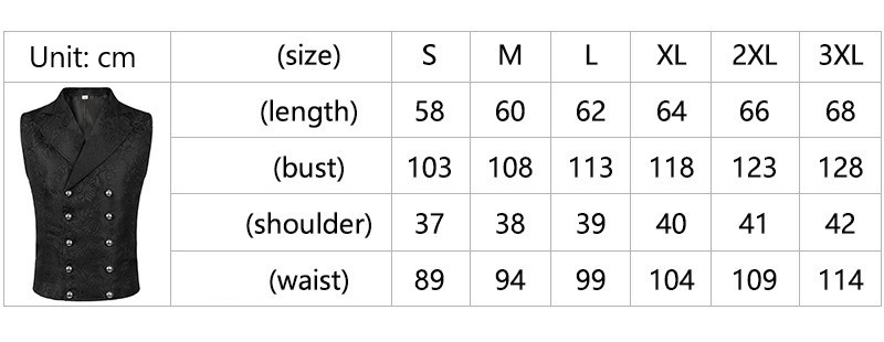 Мъжки викториански костюм Жилетка Мъжки стиймпънк готически средновековен жакард двуредна жилетка без ръкави Парти костюми за Хелоуин